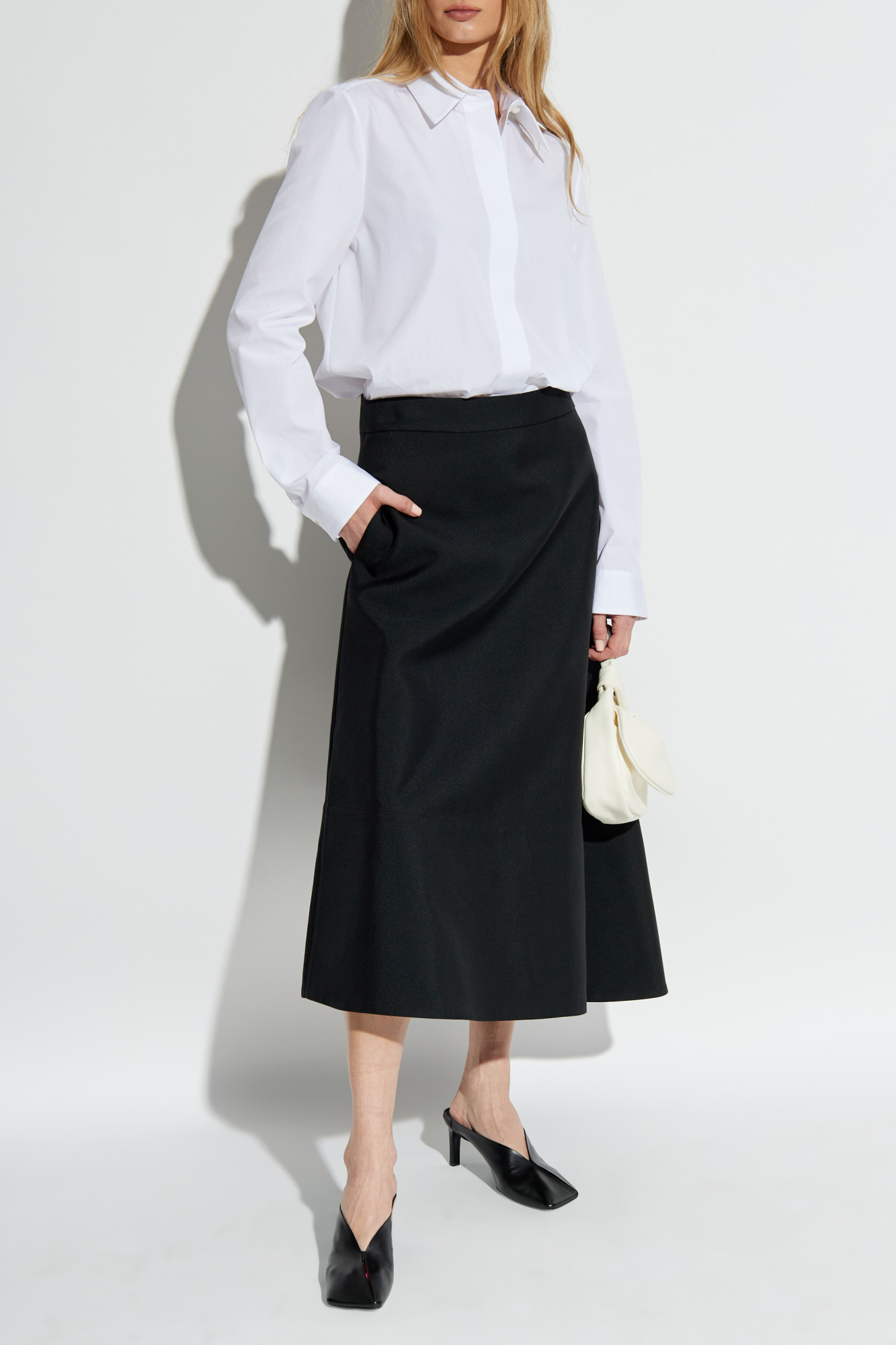 JIL SANDER Aラインミティスカト J04MA0007J70013 001 A라인 미디 스커트 J04MA0007J70013 001 | 질샌더 | 페칭 FETCHING